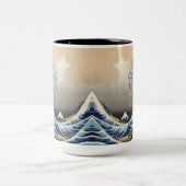 Vintage japanische Kunstlandschaft Zweifarbige Tasse (Mittel)