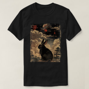 Vintage japanische Landschaft Niedliches Kaninchen T-Shirt