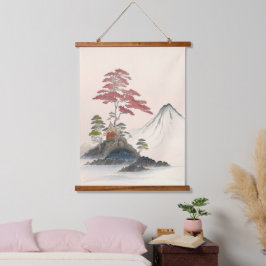 Vintage japanische Landschaftskunst Print Wandteppich Mit Holzrahmen