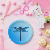 Vintage japanische Libelle, Saphirblau Pappteller (Party)