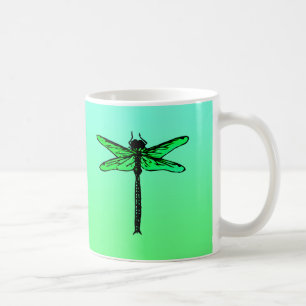 Vintage Japanische Libelle, Smaragdgrün Kaffeetasse