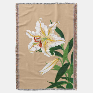 Vintage japanische Liliy. Weiß, Grün und Beige Decke