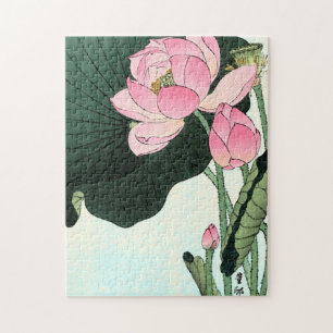 Vintage japanische Lotos-Blume der feinen Kunst-  Puzzle