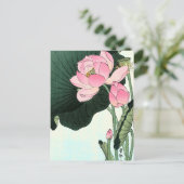 Vintage japanische Lotus-Blume Postkarte (Stehend Vorderseite)