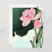 Vintage japanische Lotus-Blume Postkarte (Vorne/Hinten)