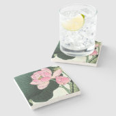 Vintage japanische Lotus-Blume Steinuntersetzer (Seitenansicht)