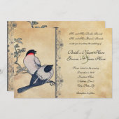 Vintage japanische Lovebirds, die Einladung (Vorne/Hinten)