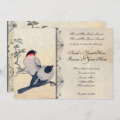 Vintage japanische Lovebirds, die Einladung (Vorne/Hinten)