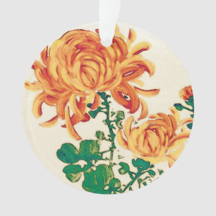 Vintage japanische Malerei Chrysanthemas Ornament