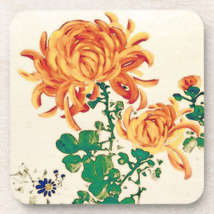 Vintage japanische Malerei Chrysanthemas Untersetzer