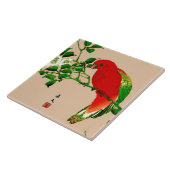 Vintage japanische Malerei eines Papageis, Rot & G Fliese (Seite)