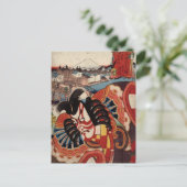 Vintage japanische Malerei - Kabuki Schauspieler Postkarte (Stehend Vorderseite)