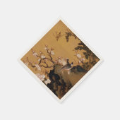 Vintage japanische Malerei von zwei Vögeln Serviette (Ecke)