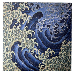 Vintage Japanische Männliche Welle von Hokusai Fliese