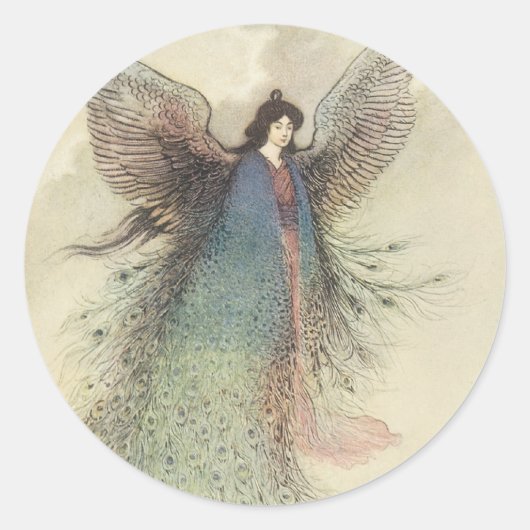 Vintage japanische Märchen, der Mond Maiden Runder Aufkleber (Vorderseite)