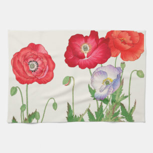 Vintage Japanische Mohn Botanische Kunst 1917 Geschirrtuch