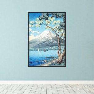 Vintage japanische Mount Fuji und Lake Yamanaka Ku Leinwanddruck