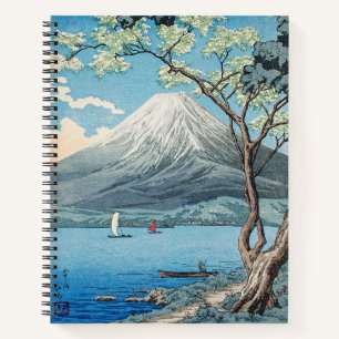 Vintage japanische Mount Fuji und Lake Yamanaka Ku Notizblock