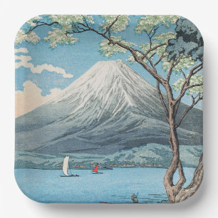 Vintage japanische Mount Fuji und Lake Yamanaka Ku Pappteller