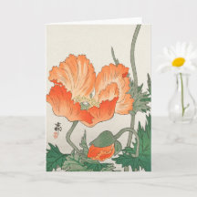 Vintage japanische orange Mohnblume, Ohara Koson 