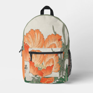 Vintage japanische Orange Poppy Blume, Ohara Koson Bedruckter Rucksack