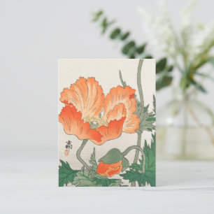 Vintage japanische Orange Poppy Blume, Ohara Koson Postkarte