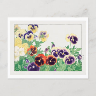 Vintage japanische Pansy Woodblock Print Postkarte