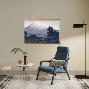 Vintage japanische Printmedien des Fuji Wandteppich Mit Holzrahmen