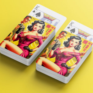 Vintage japanische Pulp-Frau Spielkarten