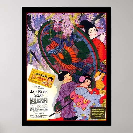 Vintage japanische Rose Seifenwerbung Poster (Vorne)