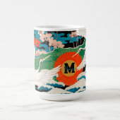 Vintage japanische Sakura- und Rotkronenkrane Kaffeetasse (Mittel)