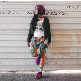 Vintage japanische Sakura- und Rotkronenkrane Leggings