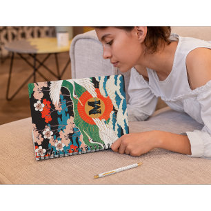 Vintage japanische Sakura- und Rotkronenkrane Notizblock