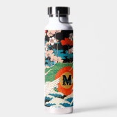 Vintage japanische Sakura- und Rotkronenkrane Trinkflasche (Links)