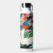 Vintage japanische Sakura- und Rotkronenkrane Trinkflasche (Vorne)