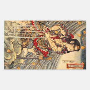 Vintage japanische Samurai-Aufkleber Rechteckiger Aufkleber