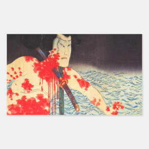 Vintage japanische Samurai-Aufkleber Rechteckiger Aufkleber