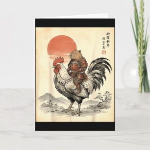 Vintage japanische Samurai-Capybara-Hahn-Huhn  Karte