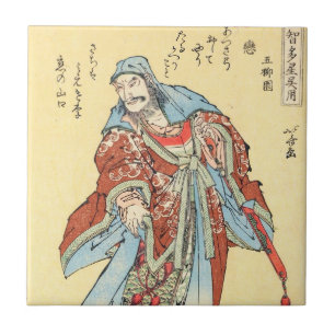 Vintage japanische Samurai-Skizzen-Tätowierung Hok Fliese