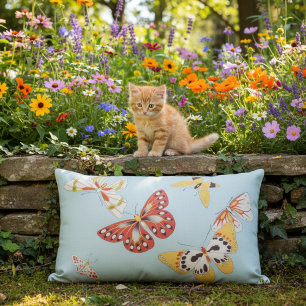 Vintage japanische Schmetterlinge im Freien Kissen Für Draußen