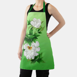 Vintage japanische Skizze für große weiße Peony Schürze