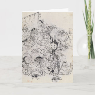 Vintage japanische Skizze-Gruß-Karte Karte