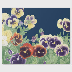 Vintage Japanische Stiefmütterchen-Blume Ukiyo-e B Geschenkpapier