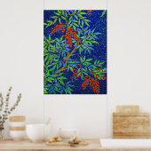 Vintage japanische Stoffe - Beeren und Blätter Poster (Küche)