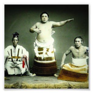 Vintage japanische Sumoringer Altes Japan Fotodruck