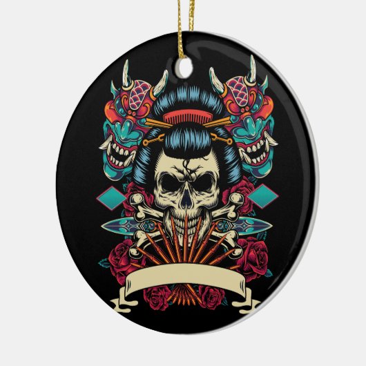 Vintage japanische Tätowierschablone Keramik Ornament (Links)