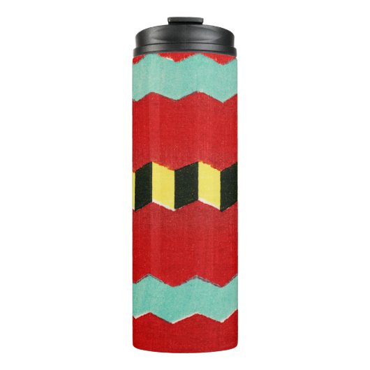 Vintage japanische Textil-Holzschnitt-Druck Thermosbecher (Vorderseite)