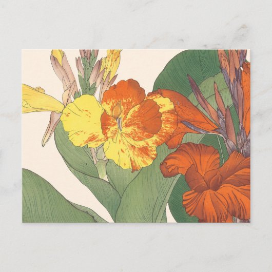 Vintage japanische Tiger Lily Woodblock Art Postkarte (Vorderseite)