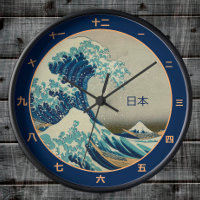 Vintage japanische Uhr, große Welle vor dem Kanaga