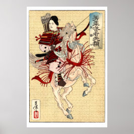 Vintage japanische Ukiyo-e Art Die Kriegerin Poster